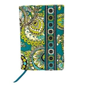 Vera Bradley Paper Book Cover Peacock Lime/Teal/Brown Paisley/Floral EUC